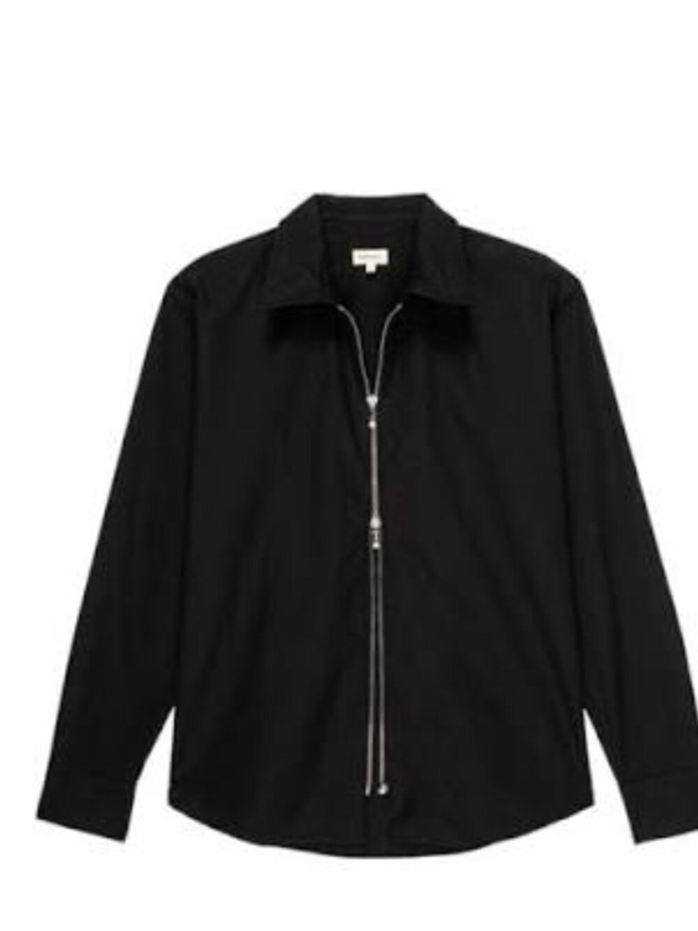 DONNI Poplin Full Zip Shirt Jet Black Small AS IS Flawed Zipper Needs Repair
